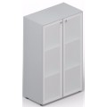 Шкаф (2 белые матовые стеклянные двери в раме)